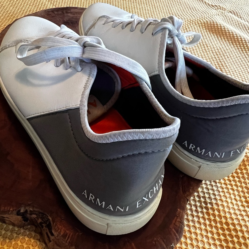 White Armani Exchange Sneakers. Gently used. Good condition.